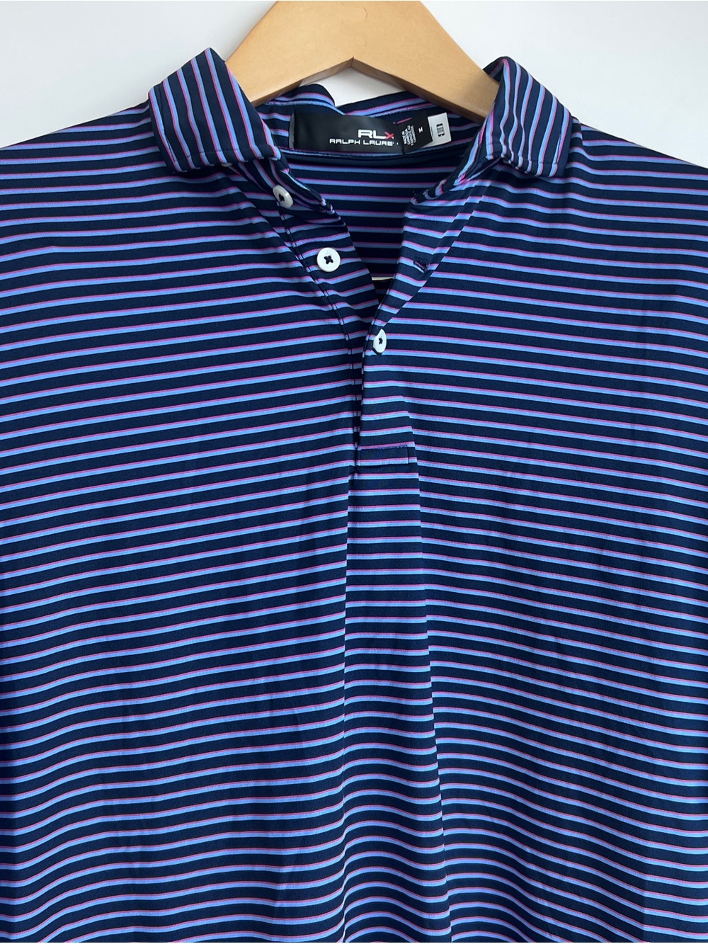 RLX Ralph Lauren Men’s M Striped Performance Golf Polo Shirt Stretch